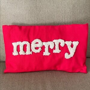 Festive Red 'Merry' Holiday Pillow